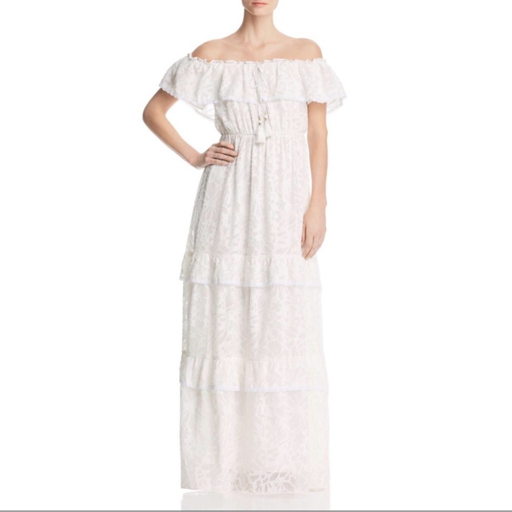 Catherine Malandrino White Off-Shoulder Maxi Dress Bridal Shower Outfit